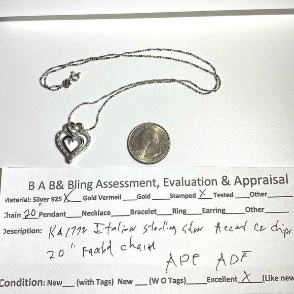 ADF Striking Triple Heart Italian Sterling Silver Necklace - Picture 10 of 10